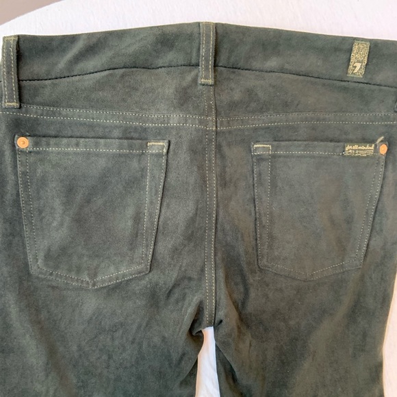 7FAMK Stretch Velvet Legging in Dark Olive Green - Picture 7 of 8